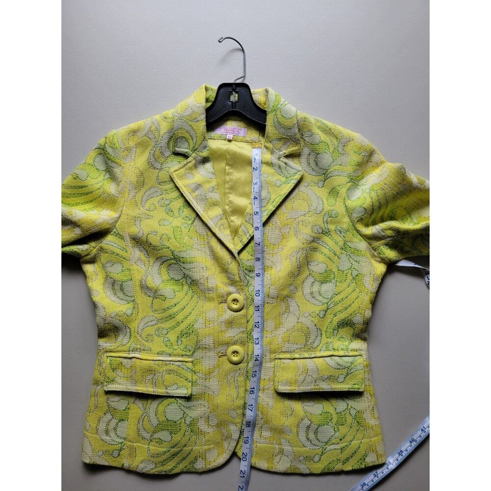 Lili Petrus Express Italy Yellow Lime Green Metallic Sparkle Blazer Jacket 10 - Picture 6 of 9
